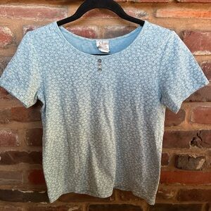 Light Blue Floral Short Sleeve Top by St. John's Bay